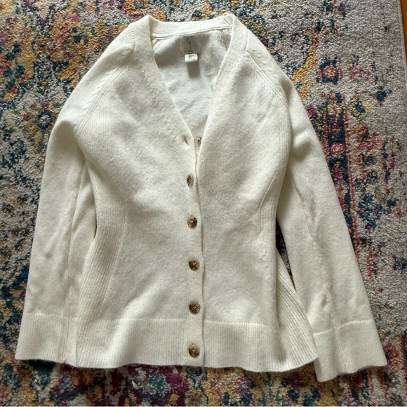 Minimalist White Knit Longline Cardigan Preppy Chic - Picture 4 of 5